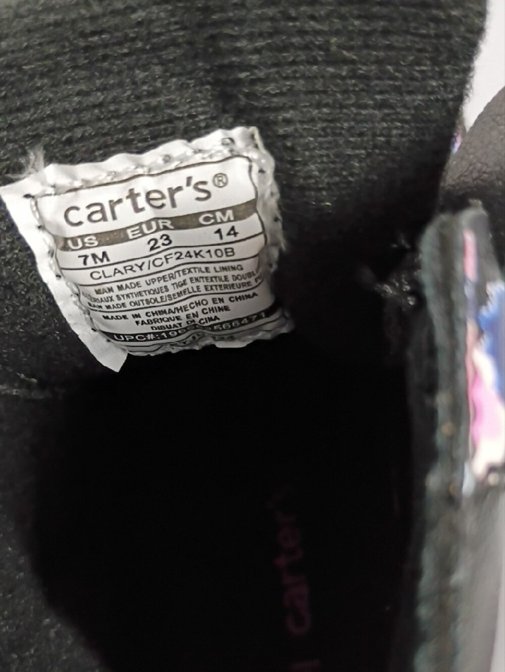 CARTER'S Black Ankle Boots with Heart-Buckles and Pink & Blue Butterflies SIZE 7 - Picture 8 of 8